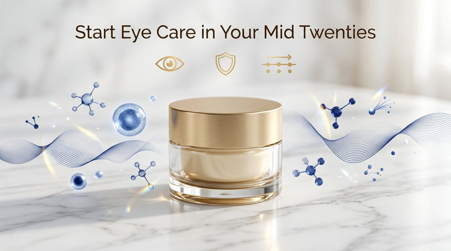 Eye cream jar illustrating when to start eye care in your mid twenties for preventive skin support